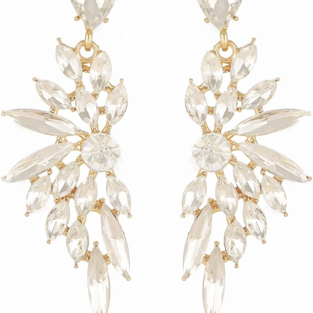 Rhinestone Statement Earrings Cluster Crystal Dro… - image 1